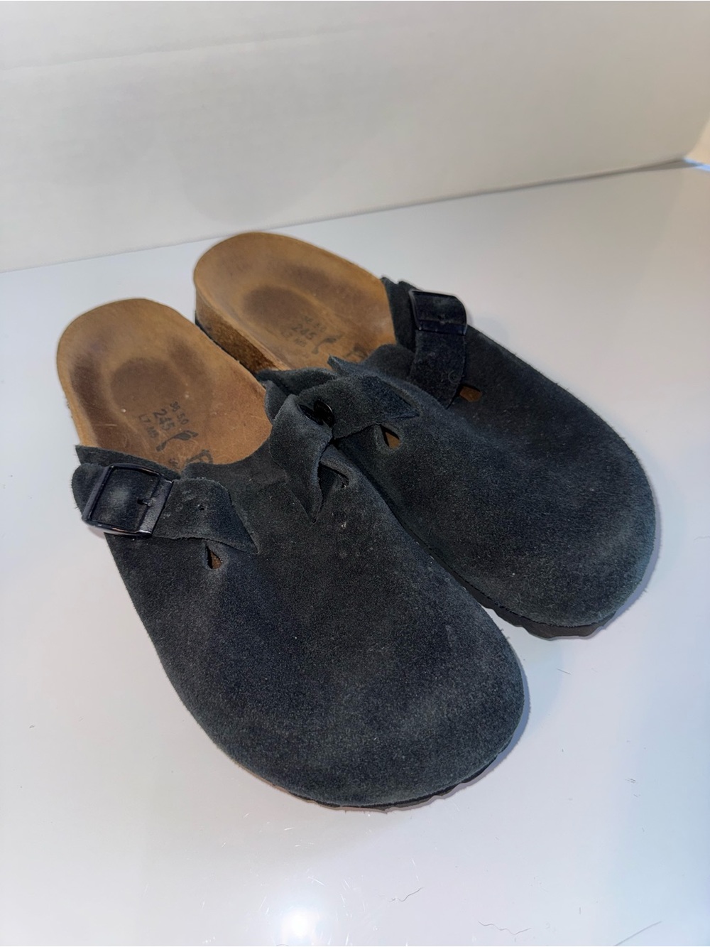BIRKENSTOCK Betula black suede single buckle boho clogs 7